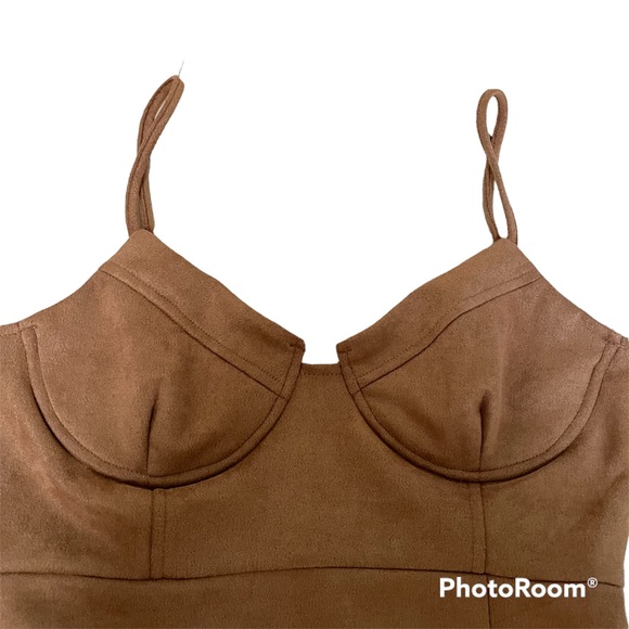 Papaya NEW Brown Faux Suede Underwire Bra Shapewear Dress Size Large - Picture 3 of 10